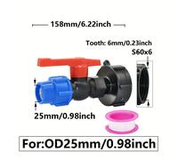 TEMU Adaptador de de Agua IBC de 1000L - Conector de Manguera S60x6mm a 25mm/32mm, Válvula de Conexión Rápida para Recolección de Exterior y Riego de Jardín, Conector de Tubo PE
