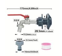 TEMU Adaptador de grifo de metal para un de agua IBC con un S60 a un boquilla de 16 mm y un manguito de 15 mm, ideal para la recogida de en exteriores y adiciones de válvulas de barril