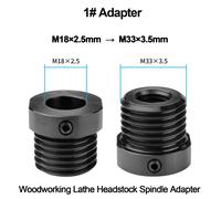 TEMU Adaptador de portabrocas para torno de madera, convertidor de de husillo de cabezal de torno para carpintería, accesorio profesional para torneado de madera, M18×2.5 1"×8TPI 3/4"×16TPI a M33×3.5