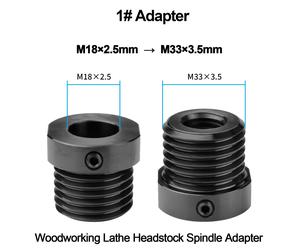TEMU Adaptador de portabrocas para torno de madera, convertidor de de husillo de cabezal de torno para carpintería, accesorio profesional para torneado de madera, M18×2.5 1"×8TPI 3/4"×16TPI a M33×3.5