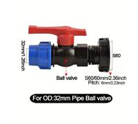 TEMU Adaptador para IBC S60X6 con Tubo PE de 25/32mm de Diámetro Exterior, Conector Rápido, Válvula de de Plástico, para Riego Agrícola y Conexiones de Tubería de Agua