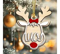 TEMU Adorno Navideño de Reno Personalizado con /Número - Placa de Madera Personalizada con , Decoración Colgante Artificial Adecuada para Árbol, Puerta - Regalo Personalizado y , Decoración Navideña