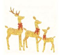 TEMU Adornos Navideños para Exteriores con Luces Festivas, un Set Familiar de Renos 2.5D con y 145 Luces LED, para tu Jardín, Valla, Patio o , en Interiores como en Exteriores (Dorado)