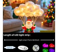 TEMU AJK Santa Parachute Light, Tira de luces de 175 cm, USB, Ideal para decoración de fiestas navideñas