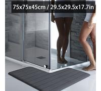 TEMU Alfombra de Baño de Franela a Rayas para Suelo, Ángulo , Alfombrilla Absorbente para Ducha y de L Antideslizante