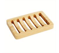 TEMU Alfombrilla de jabón de bambú de calidad con bandeja de drenaje automático - soporte rectangular para jabón de madera, ideal para baño y cocina, decoración de de jabón que un y elegante, regalo