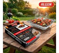 TEMU ALGON | Instantánea Desechable 800 Parrilla Metálica, Vegetal de Encendido Rápido, BBQ Portátil para Camping, Picnic y Playa, Uso Exterior