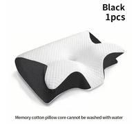 TEMU Almohada de cuello cómoda de espuma viscoelástica, para duermen de , espalda y estómago - Diseño contorneado, pero , negra, relaja los hombros, sólida
