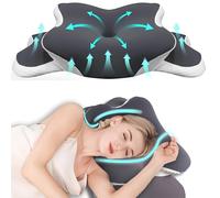 TEMU Almohada ergonómica de para cuello con transparente extraíble y lavable - Diseño de soporte de C, para duermen de /espalda/estómago, uso para viaje y hogar, almohada lavable a máquina