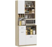 TEMU Aparador de cocina HOMCOM de estilo moderno con estantes ajustables, cajón, encimera, orificio para cables, para comedor, , 80 x 35 x 180 cm, de madera