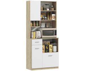 TEMU Aparador de cocina HOMCOM de estilo moderno con estantes ajustables, cajón, encimera, orificio para cables, para comedor, , 80 x 35 x 180 cm, de madera