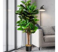 TEMU Árbol Ficus Lyrata Artificial de 1,2 m, de Hojas Verdes en Material PEVA, Árbol Artificial con Macetero de Flores PP para Decoración y Oficina