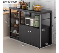 TEMU Armario de Cocina con Estante para Microondas, Estantería para Repostería, Barra de Café, Soporte para Microondas, con Estructura de Acero, Cesta de Alambre, 6 Ganchos, 39.37x11.81x31.5 pulgadas,