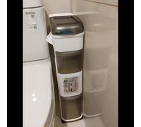 TEMU Armarios de baño ultrafinos y estrechos - Taquillas extraíbles - bote de basura - Plástico impermeable, taquillas móviles multicapa - para almacenamiento en huecos / del inodoro