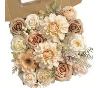TEMU AUSOGO Set de Flores con Rosas Artificiales para Arreglos, para de Boda, de Mesa, Baby Showers, Fiestas y Decoración del Hogar en Color para Invierno, , Navidad y San Valentín