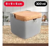 TEMU Azucarero Cocina con , de Cerámica y Madera, Capacidad de 300ml, Recipiente para Especias y , , 9 x 9 x 9 cm