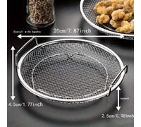 TEMU Bandeja de filtro de aceite de acero inoxidable - Cesta de malla redonda reutilizable para freír y asar más , colador de cocina para todas