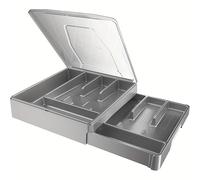 TEMU Bandeja de plata de capa con , estante de almacenamiento de cubiertos para encimera de cajón de cocina, con bandeja de 2 niveles y de almacenamiento de cubiertos de plata de 9 compartimentos