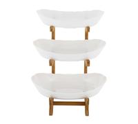 TEMU Bandeja Decorativa de Porcelana para Cocina, Juego de 3 con Soporte de Metal para Servir, Cesta de Almacenamiento, Estante para Platos para Fiestas y , , No para