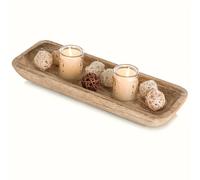 TEMU Bandeja Decorativa y de Almacenamiento de Madera Rectangular - Ideal para Decoración del Hogar, Exhibición de Velas y Organización de Artículos, Cuenco Decorativo de Madera Rectangular, No-