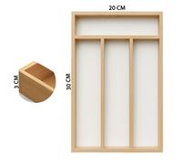 TEMU Bandeja para Cubiertos, Organizador Cajones de Cubiertos, Cocina Organizador de Cubertería Compacto para Cucharas, Tenedores, Utensilios, Cuchillos, 4 Compartimentos, Natural