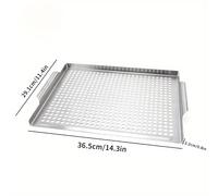 TEMU Bandolera rectangular de acero inoxidable 430, ideal para barbacoas al , cesta de verduras de acero inoxidable, cesta para asar , accesorios para , 1