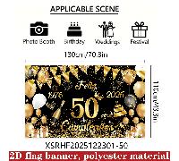 TEMU Banner de 2D , Banner de 2D, 1 Pieza, Decoración de 50 en Español, 1976, Decoración Negra y Dorada con , Banderín de 180x110 cm para Celebraciones de 50 en Interiores/Exteriores