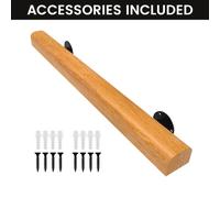TEMU Barandilla de pared de 1 pieza de 1/2, 3 pies con soporte de madera y hierro para escaleras, para escaleras interiores, soporta una tensión de 550 lb - Barandilla de escalera de calidad