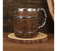 TEMU Barril de Madera , de Cerveza, Jarra de Bar, Vaso de Agua, de Madera, Forro Interior de Acero Inoxidable, de Resina