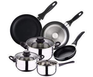 TEMU Batería de cocina 5pc + Set 3 sartenes Ø16Ø20Ø24 alu prensado