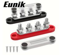 TEMU Bloque de Distribución de Energía Mini de 150A Barra de Autobús 12V con Cubierta 4 X 5/16" Postes para Sistemas Marinos Automotrices Solares - + , Sin Batería