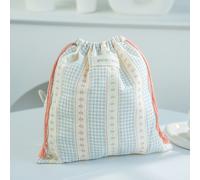 TEMU Bolsa de cordón portátil de gran capacidad con estampado floral azul, bolsa de almacenamiento organizadora para artículos del hogar con cierre de cordón