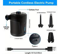 TEMU Bomba de aire eléctrica de para exteriores, bomba portátil inalámbrica para piscinas, colchones de aire y flotadores, para uso doméstico