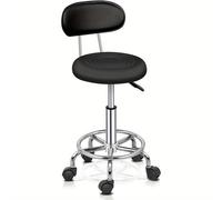 TEMU Bonnlo Taburete Giratorio Profesional con Respaldo, Taburete de Oficina Giratorio Ajustable de 48-58 Cm, Cubierta de PU, para Salón de Masajes, Manicura y Oficina ()