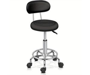 TEMU Bonnlo Taburete Giratorio Profesional con Respaldo, Taburete de Oficina Giratorio Ajustable de 48-58 Cm, Cubierta de PU, para Salón de Masajes, Manicura y Oficina ()