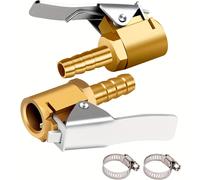 TEMU Boquilla de aire con bloqueo para inflador de neumáticos de 1/4", mini compresor de aire portátil, boquilla para neumáticos con conector de púas para reparación de mangueras