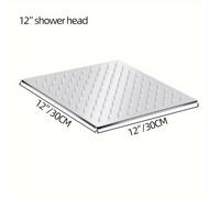 TEMU Cabezal de ducha cuadrado de acero inoxidable de 12 pulgadas | Montaje en pared, presión de agua , estilo lluvia, rociado superior para uso en ducha