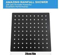 TEMU Cabezal De Ducha De Lluvia 1pc, Cabezal De Ducha Cuadrado De Acero Inoxidable De Flujo, Diseño De Presión, Increíble De Ducha Con Flujo De Agua (8 Pulgadas, Negro Mate), Accesorios De Baño