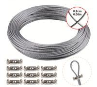 TEMU Cable de acero inoxidable 304 con 7X7, juego de cables, para colgar al , tendedero, valla de jardín, decoraciones festivas, multiusos, tendederos