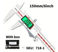 TEMU Calibrador digital electrónico retroiluminado de precisión de 150 mm/6 pulgadas, calibrador Vernier de grado industrial con medición de gran profundidad