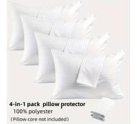TEMU Calidad de Hotel de Lujo - Juego de - de Almohada de Rayas Blancas Premium con Cierre - Satén y - Protector de Almohada