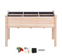 TEMU Cama de jardín elevada VEVOR, de madera de 47.2 x 22.8 x 30 pulgadas, macetas elevadas para plantar al con patas, para flores/vegetales/hierbas en /jardín//, color madera