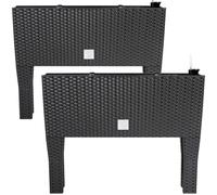 TEMU Cama Elevada 2En1 Función de 30L de Riego con Patas Desmontables Cama de Ratán Jardín Plástico Antracita 60X25Cm