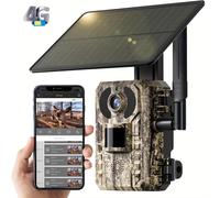 TEMU Camara Celular con Energía Solar 3G/4G LTE para con Transmisión de 2.7K, Activación por Movimiento de 0.2s, Visión Nocturna, Almacenamiento en SD/ y Tarjeta SIM Incluida - Cámara para Caza y al