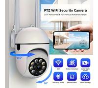 TEMU Cámara de seguridad PTZ 360° para el hogar Black Friday: seguimiento de movimiento con IA, 1080P FHD, Wifi 2.4G, visión nocturna a color, alertas, audio bidireccional