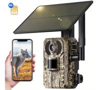 TEMU Cámara de Senderismo 4G LTE con Tarjeta SIM - Carga Solar / Alarma de 0.2s + Visión Nocturna Sin Luz, Acceso Remoto y Reproducción por Teléfono, Monitoreo 24/7, No Requiere Wi-Fi