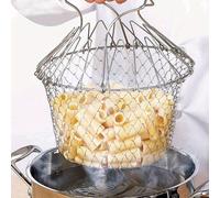 TEMU Canasta Plegable de Acero Inoxidable para Freír - Colador Multifunción para Cocina para Freir, Escurrir Aceite y Exhibir Frutas, Diseño Duradero en Malla, para , Verduras y Más