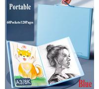 TEMU Carpeta Grande A3/8K con , 60 Bolsillos, Carpeta de Exhibición de 120 Páginas, Álbum Portátil Protectores de Hojas Transparentes, Libro de Presentación para Organizador de Documentos y