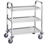TEMU Carrito de acero inoxidable VEVOR, carrito de utilidad de de 3 niveles, capacidad de peso de 400 lb, carrito médico con ruedas universales bloqueables, para , clínica, cocina, salón