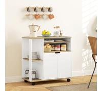 TEMU Carrito de Cocina HOMCOM con Armario, Estantes Extraíbles y Ajustables, Carrito Rodante con Encimera, Ruedas para Comedor, 80 x 40 x 82 cm,